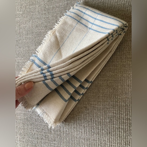NEW Threshold w Studio McGee Blue Plaid Linen Blend Napkins- 4 Pack - Picture 4 of 4
